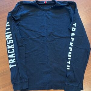 Tracksmith Black Long Sleeve Logo Crewneck